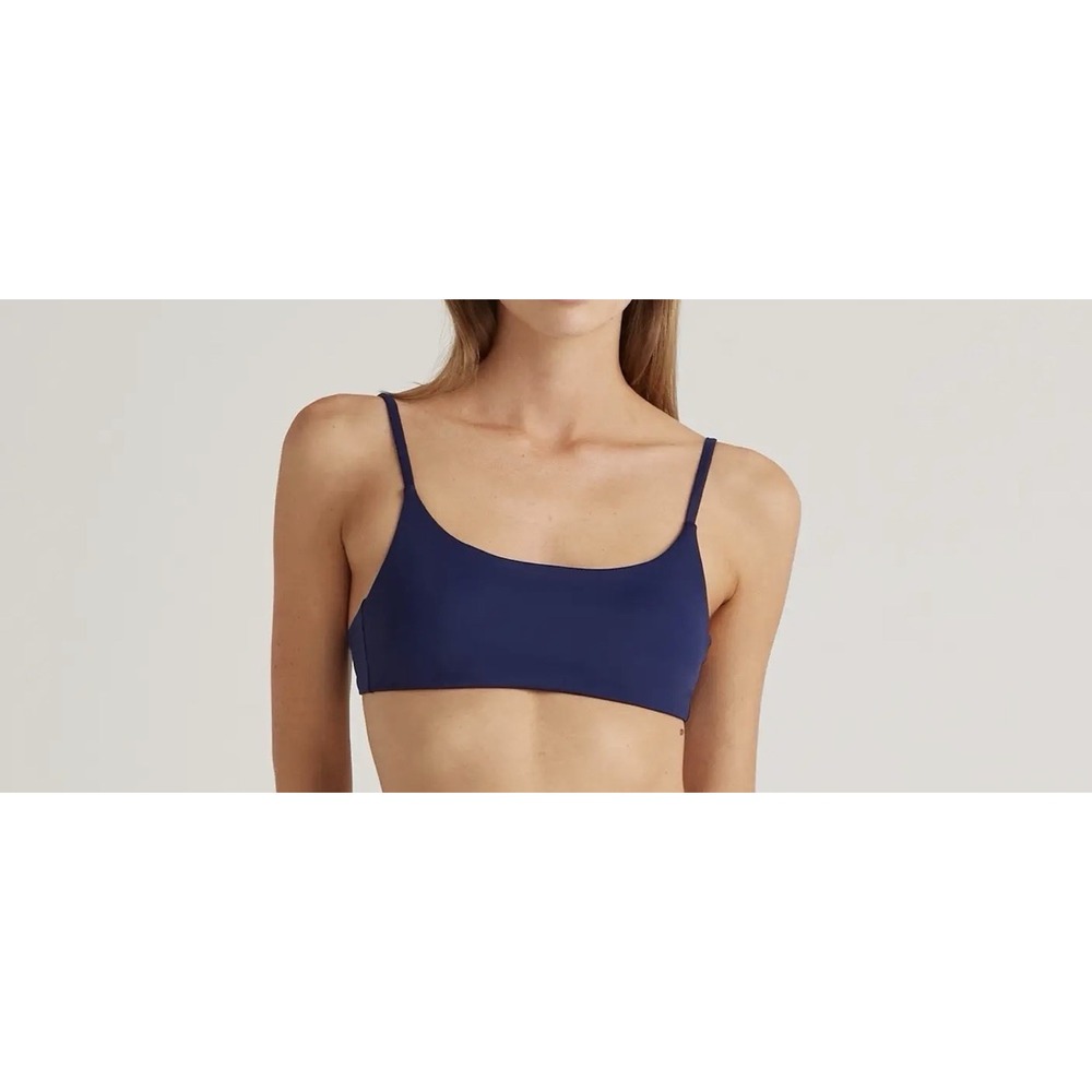 NWT Quince Deep Navy Italian Scoop Neck Bikini Top Size XS